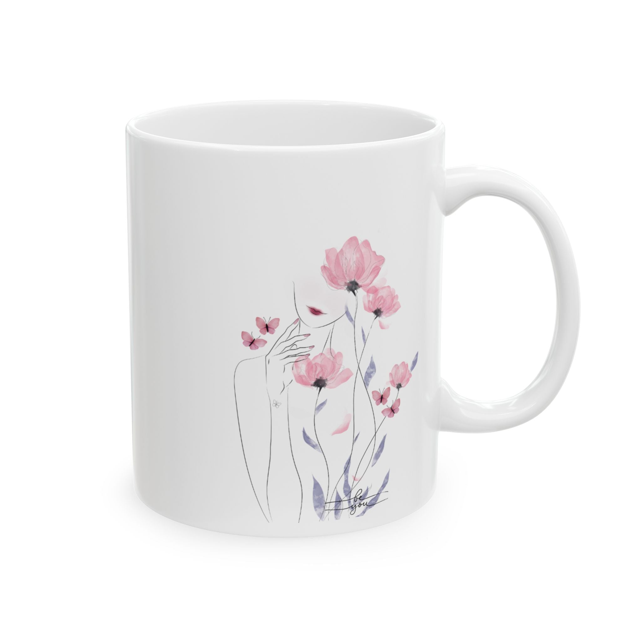 Be You-Floral Watercolor Ceramic Mug — (11oz & 15oz)