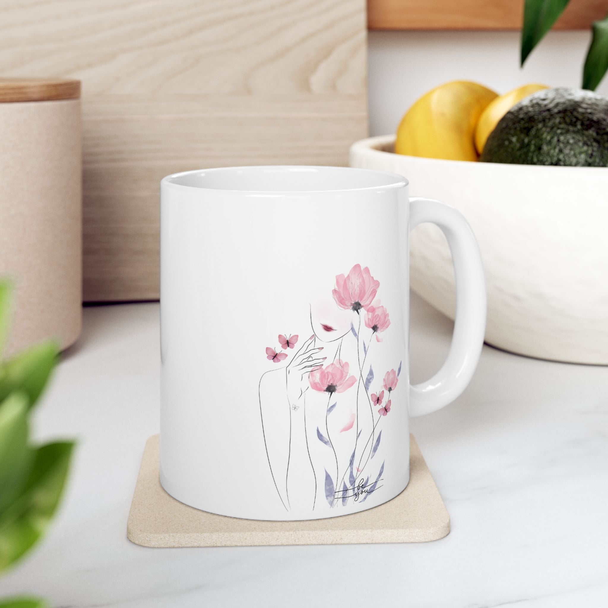 Be You-Floral Watercolor Ceramic Mug — (11oz & 15oz)