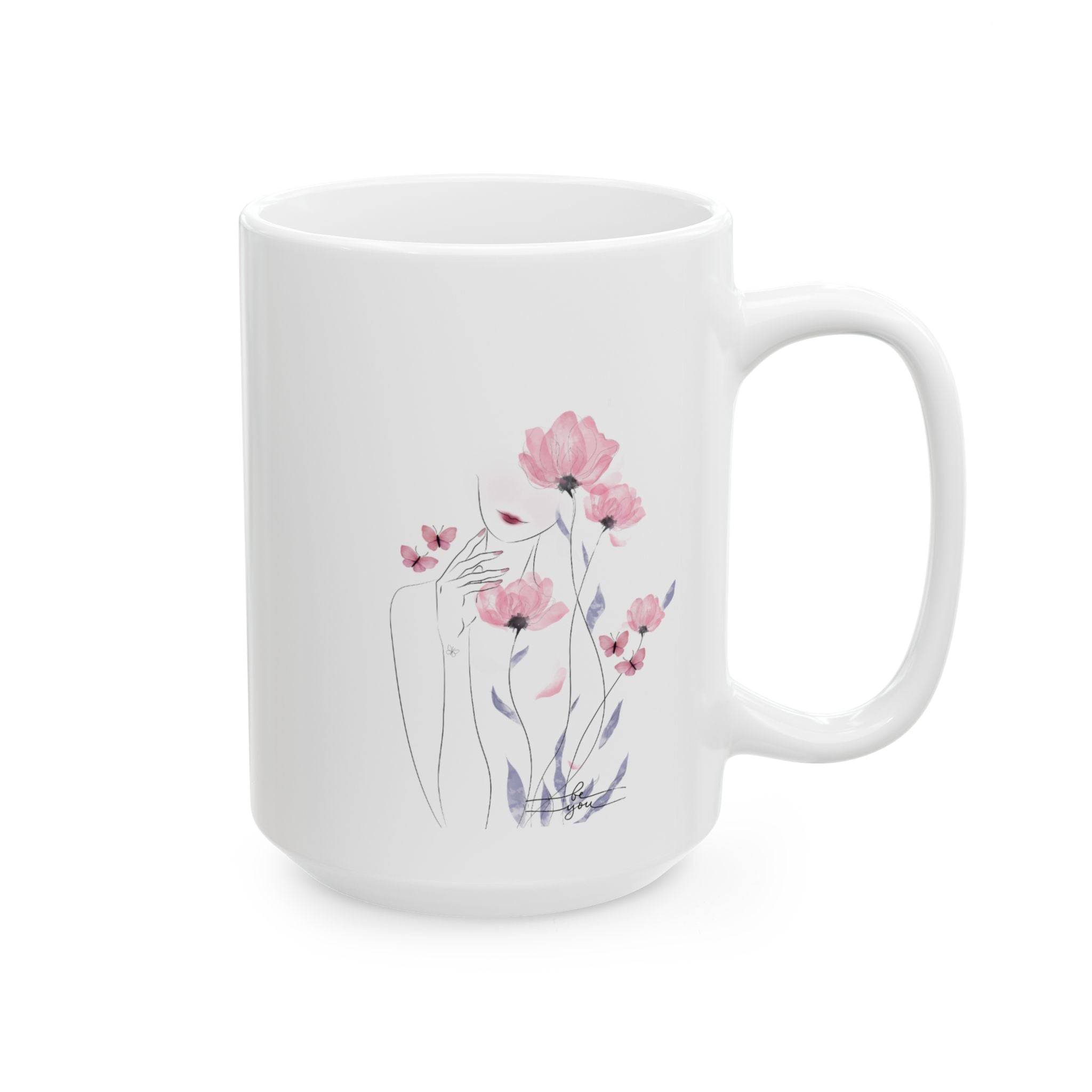 Be You-Floral Watercolor Ceramic Mug — (11oz & 15oz)