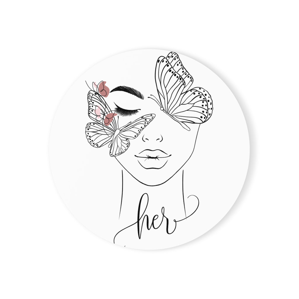 Her Butterfly Coaster — Round/Square Cork-Back Drink Coaster