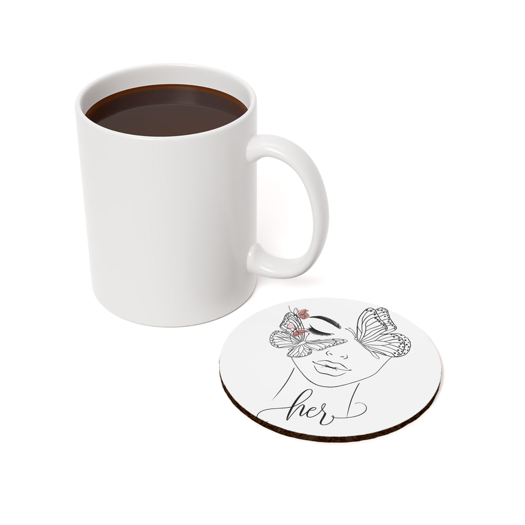 Her Butterfly Coaster — Round/Square Cork-Back Drink Coaster
