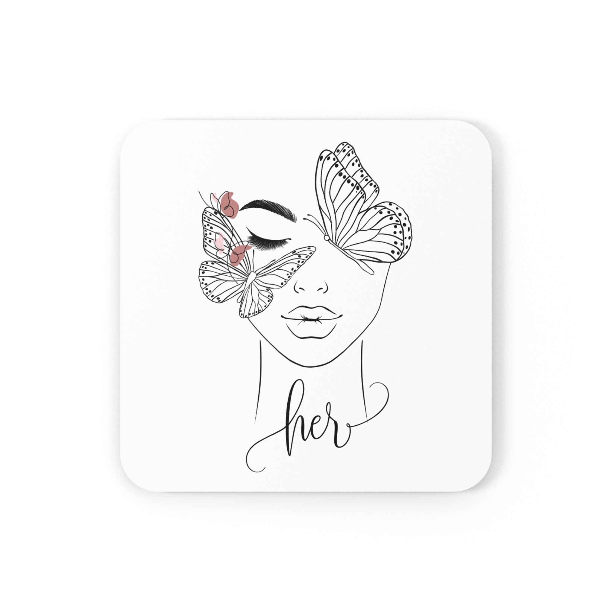 Her Butterfly Coaster — Round/Square Cork-Back Drink Coaster