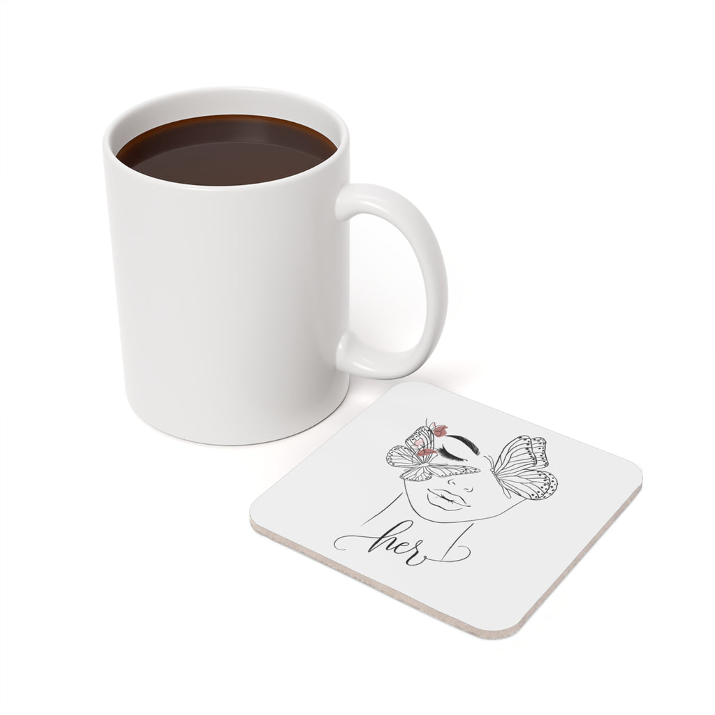 Her Butterfly Coaster — Round/Square Cork-Back Drink Coaster